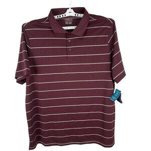 Croft & Barrow Mens XXL Burgundy Striped Moisture-Control Polo Shirt Easy Care